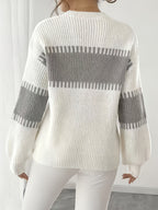 Colour-Block Striped Sweater with Relaxed Fit and Drop-Shoulder Design