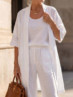 Three Piece Relaxed Top and Wide Leg Pant Set