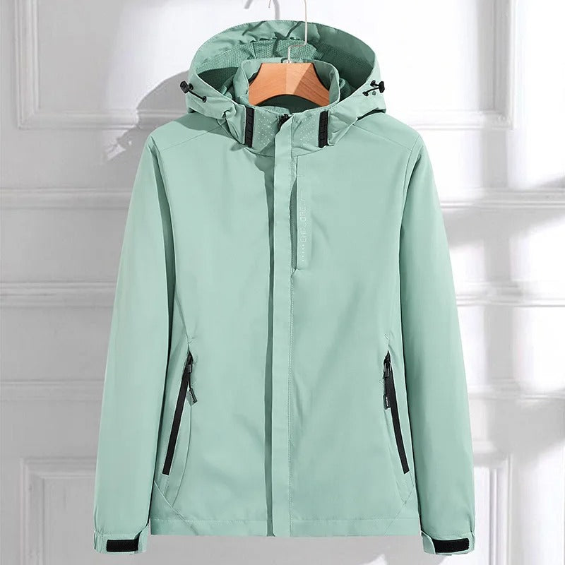 Women's Jacket with Hooded Neck and Zip Front