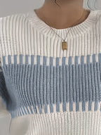 Colour-Block Striped Sweater with Relaxed Fit and Drop-Shoulder Design