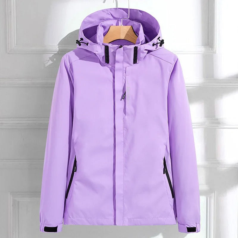Women's Jacket with Hooded Neck and Zip Front