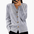 Women’s Knit Cardigan with Heart-Shaped Buttons and Long Sleeves for All-Season Layering