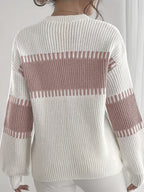 Colour-Block Striped Sweater with Relaxed Fit and Drop-Shoulder Design