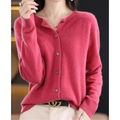 Elegant Women's V-Neck Cardigan Sweater with Button Details