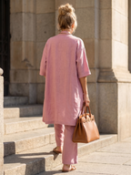 Three Piece Relaxed Top and Wide Leg Pant Set