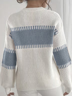 Colour-Block Striped Sweater with Relaxed Fit and Drop-Shoulder Design
