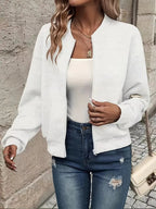 Women's Cardigan with Zip Front and Textured Pattern