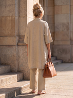 Three Piece Relaxed Top and Wide Leg Pant Set