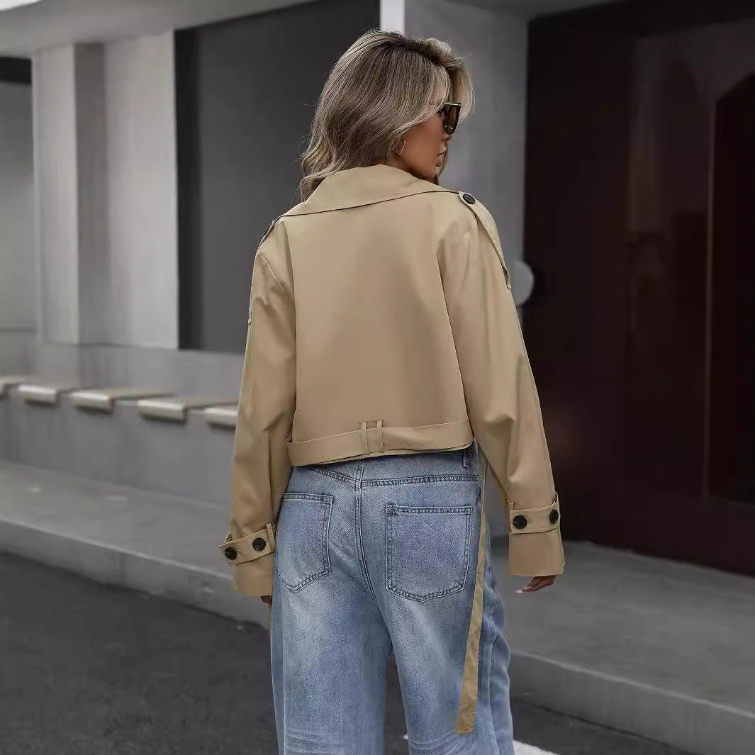 Sophisticated Short Trench Coat for Spring and Showers