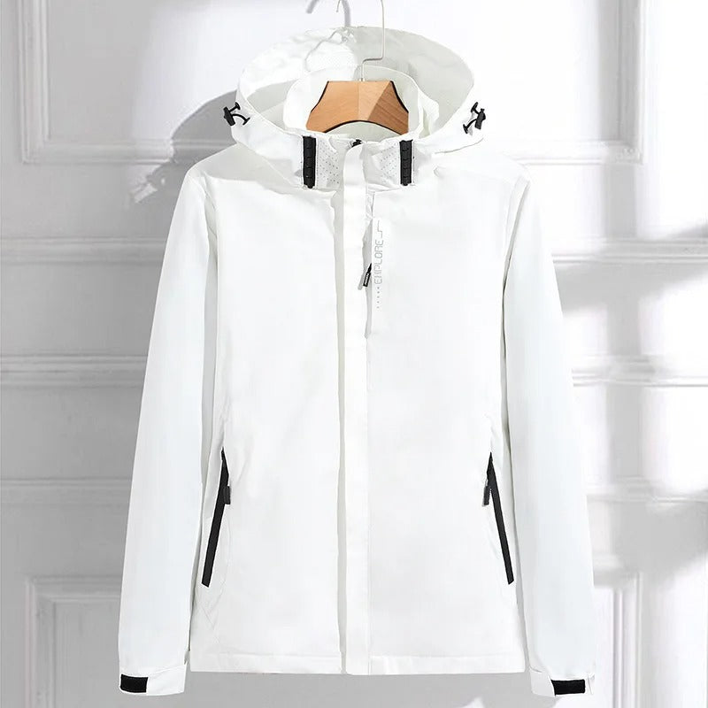 Women's Jacket with Hooded Neck and Zip Front