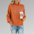 Women's Sweater with Turtleneck and Chunky Knit Pattern