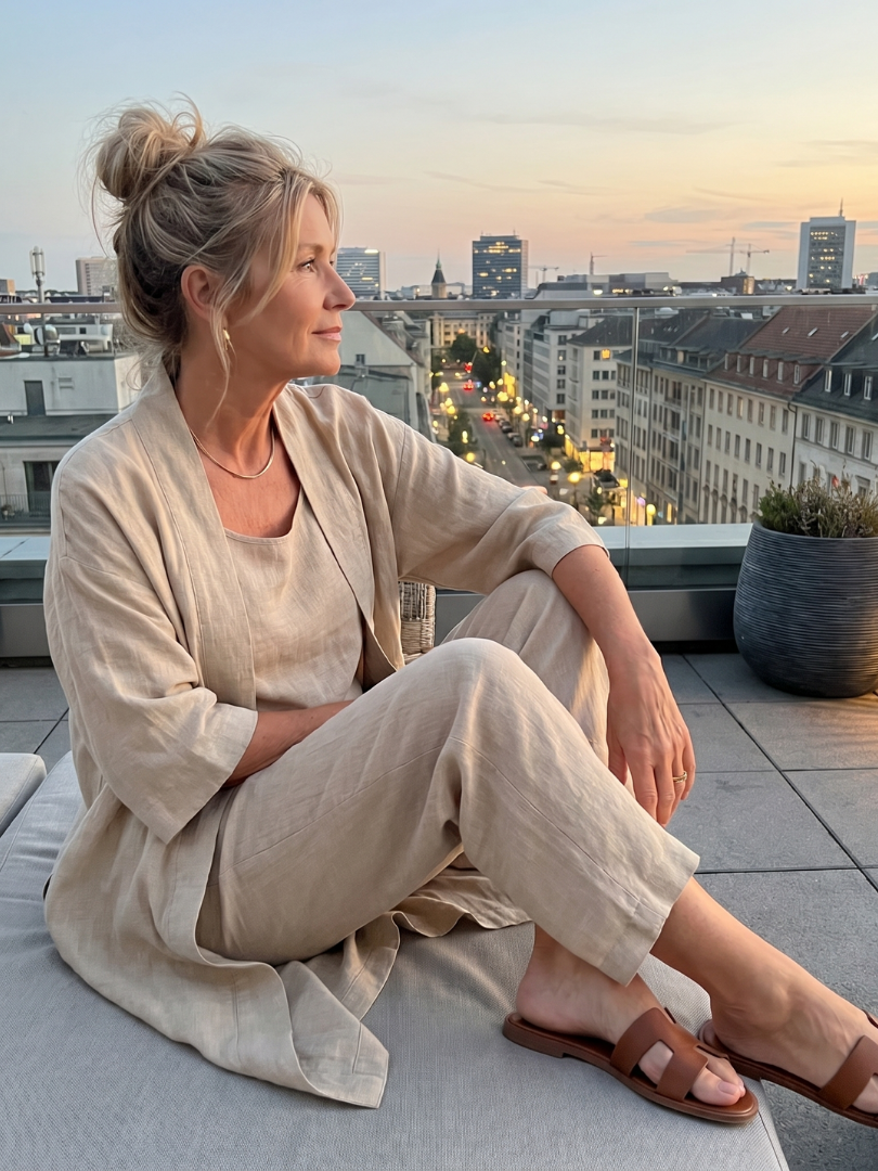 Three Piece Relaxed Top and Wide Leg Pant Set