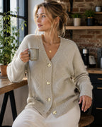 Cashmere Buttoned Cardigan for Women – Elegant Long Sleeve Sweater for Versatile Styling