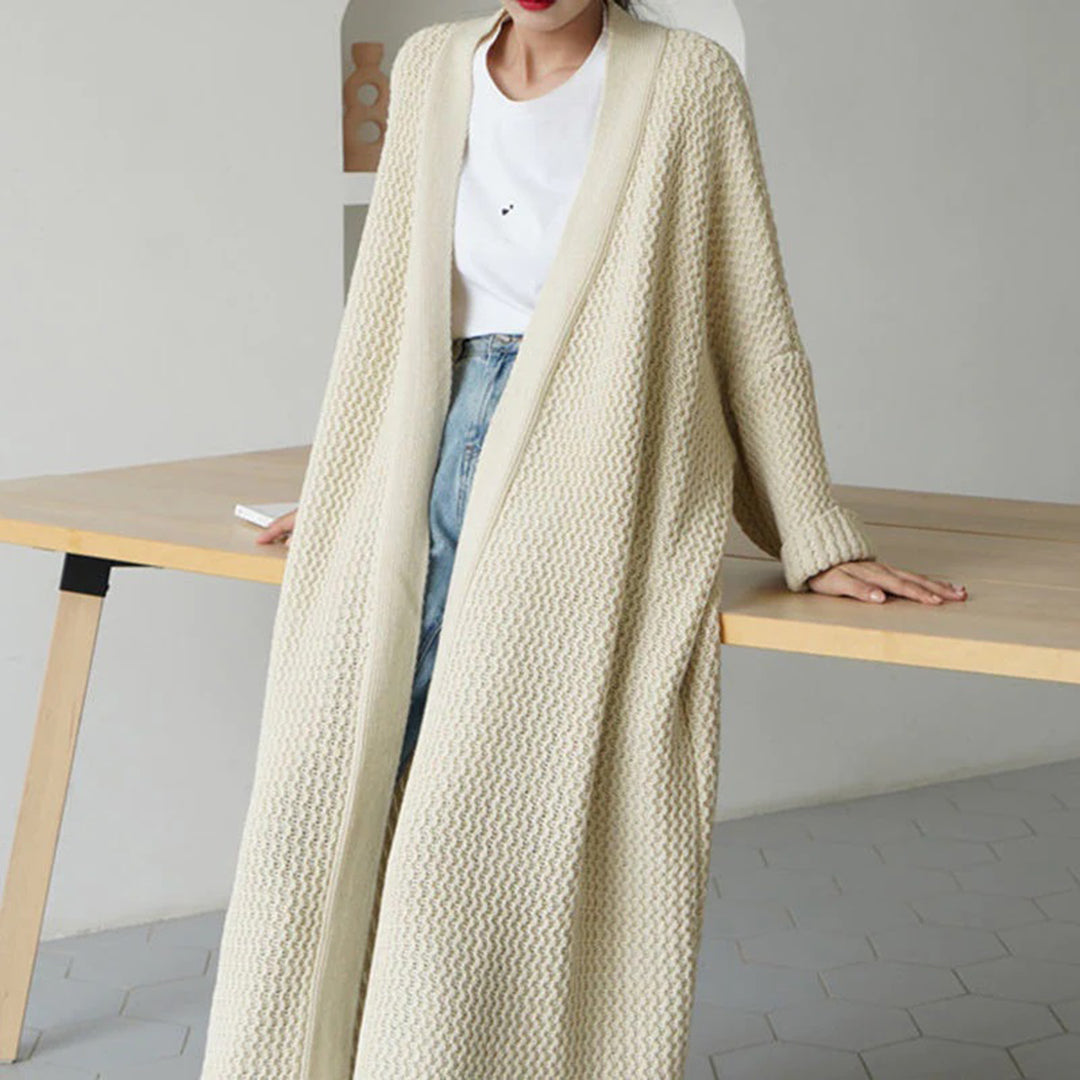 Women's Cardigan with Longline Length and Open Front