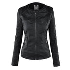 Vegan Leather Women's Jacket with Removable Hood and Thermal Lining