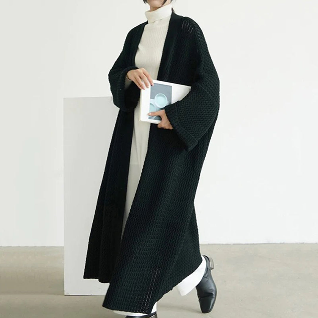Women's Cardigan with Longline Length and Open Front