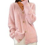 Cashmere Buttoned Cardigan for Women – Elegant Long Sleeve Sweater for Versatile Styling
