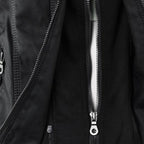 Vegan Leather Women's Jacket with Removable Hood and Thermal Lining