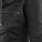 Vegan Leather Women's Jacket with Removable Hood and Thermal Lining