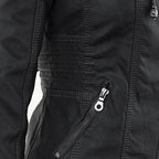 Vegan Leather Women's Jacket with Removable Hood and Thermal Lining