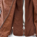 Vegan Leather Women's Jacket with Removable Hood and Thermal Lining