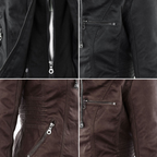 Vegan Leather Women's Jacket with Removable Hood and Thermal Lining