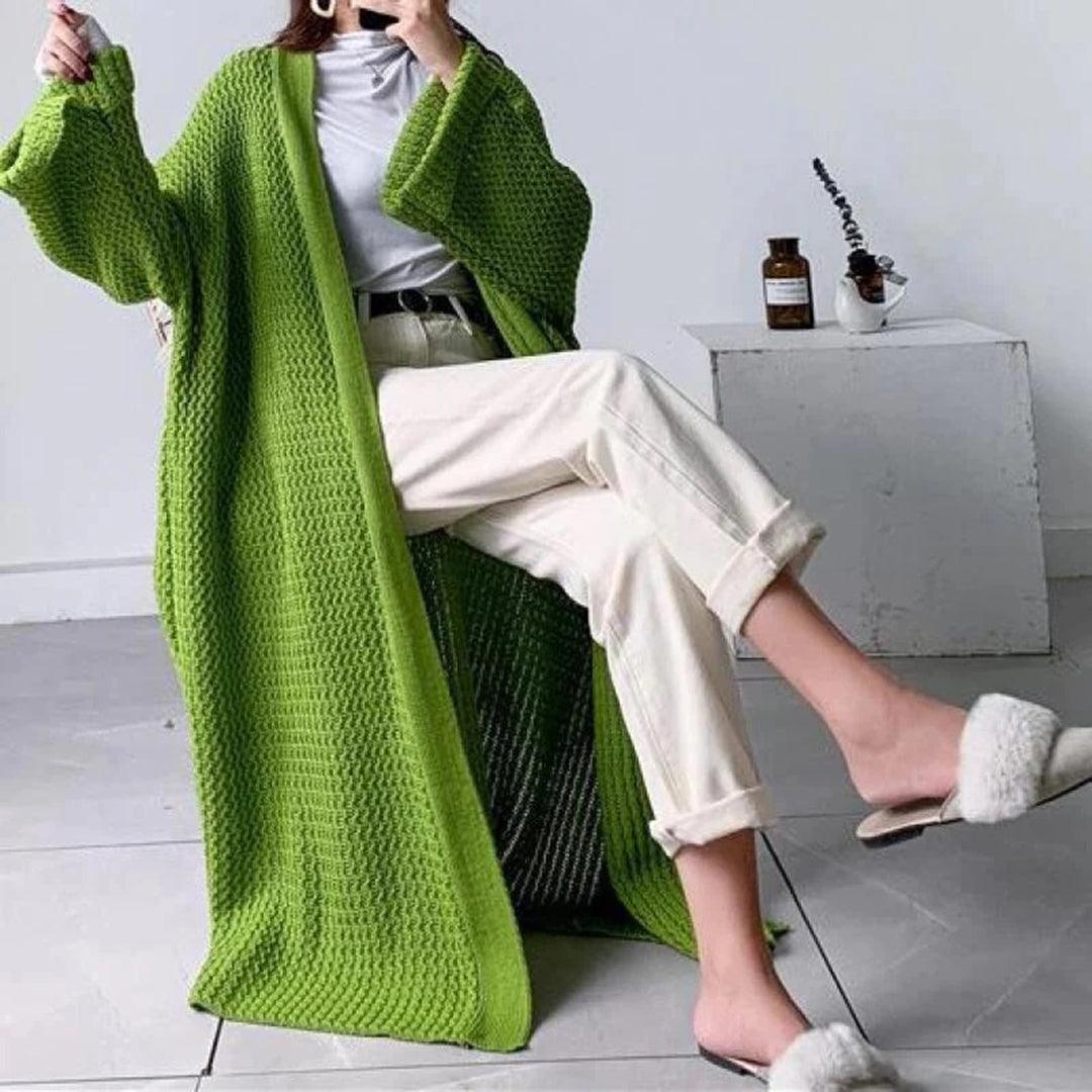 Women's Cardigan with Longline Length and Open Front