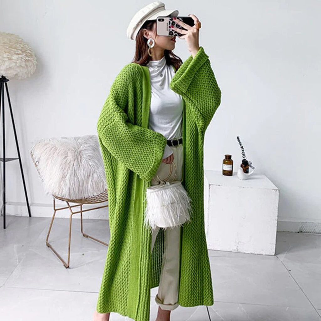 Women's Cardigan with Longline Length and Open Front