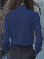 Long Sleeve Women's Blouse with Bow and Ruffle Detail for a Polished Look