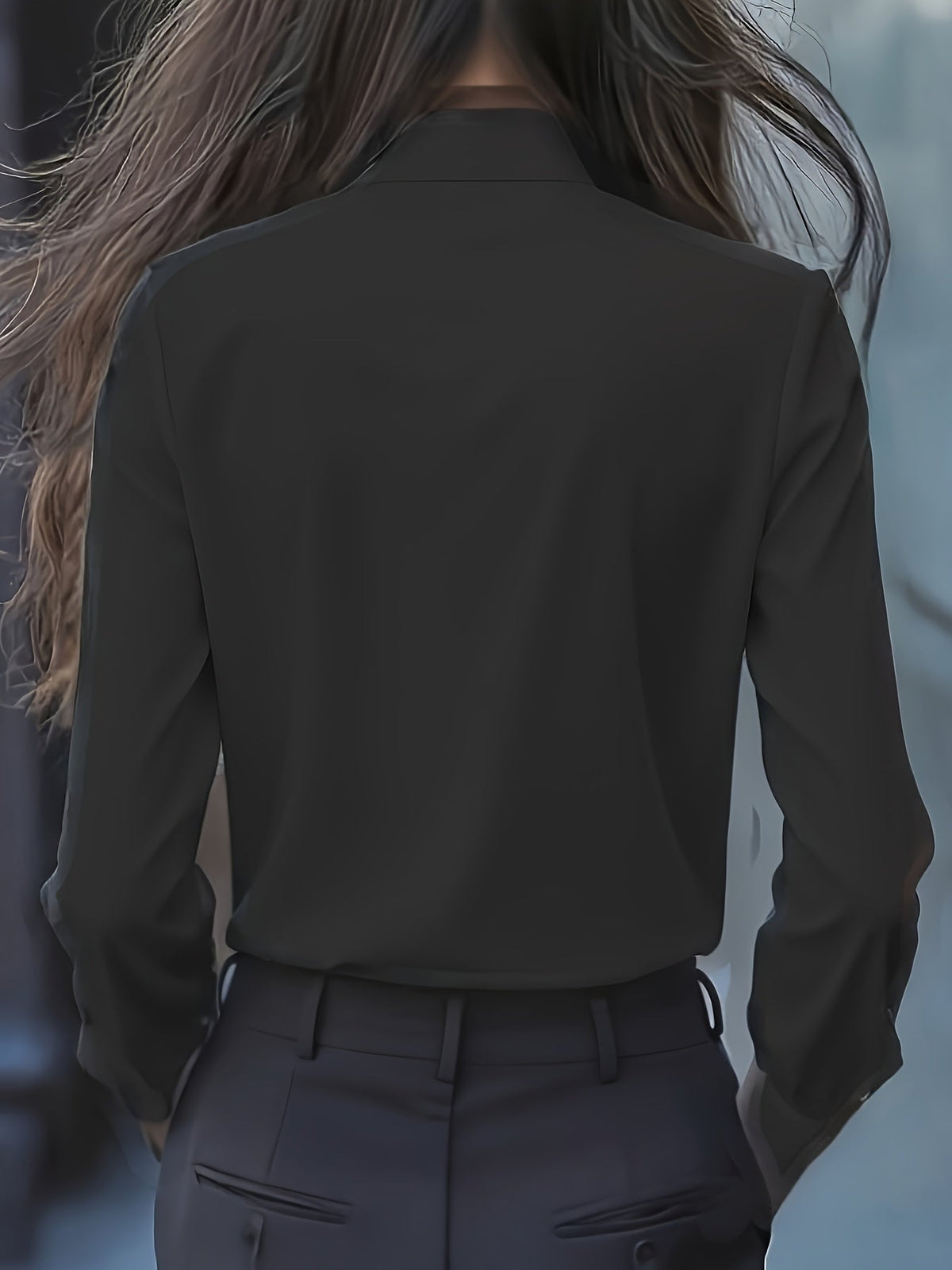 Long Sleeve Women's Blouse with Bow and Ruffle Detail for a Polished Look