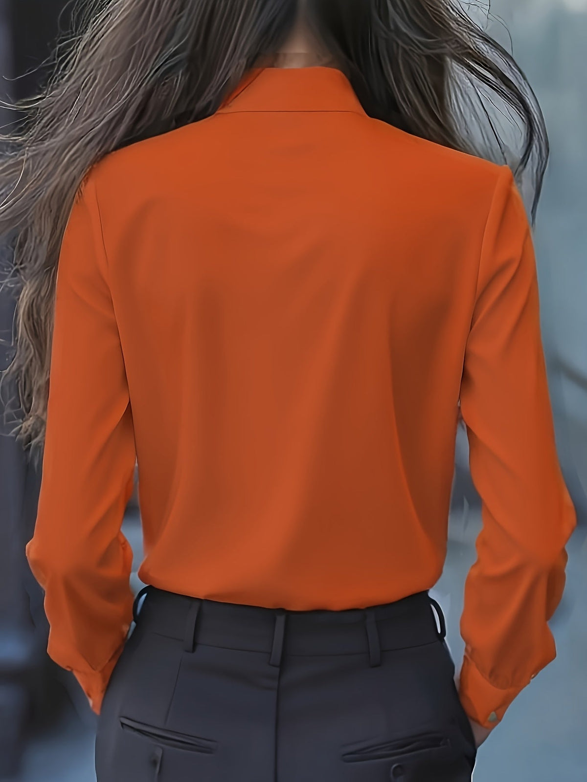 Long Sleeve Women's Blouse with Bow and Ruffle Detail for a Polished Look