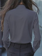 Long Sleeve Women's Blouse with Bow and Ruffle Detail for a Polished Look