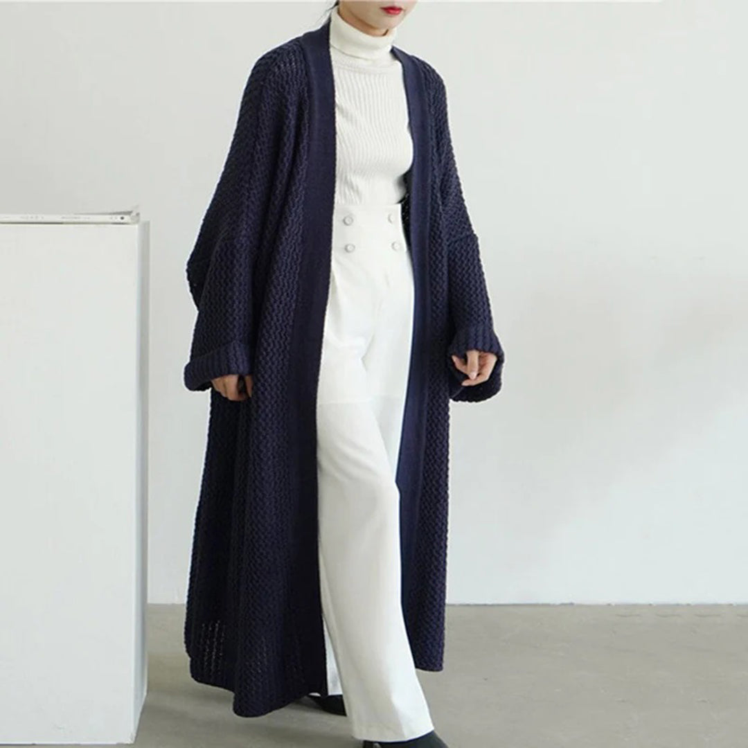 Women's Cardigan with Longline Length and Open Front