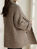 Women's Blazer with Houndstooth Pattern and Open Front