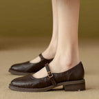 Mary Jane Shoes for Women Round Toe Adjustable Strap Low Block Heel