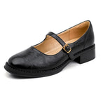 Mary Jane Shoes for Women Round Toe Adjustable Strap Low Block Heel