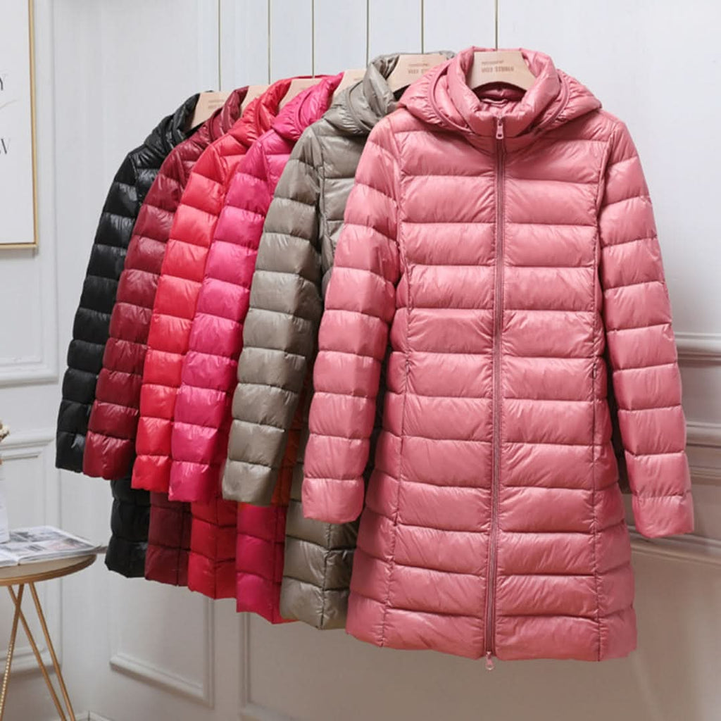 Women's Ultralight Down Jacket with Detachable Hood and Weather Protection
