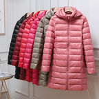 Women's Ultralight Down Jacket with Detachable Hood and Weather Protection