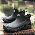 Women's Rain Boots with Elastic Side Panels and Lug Sole
