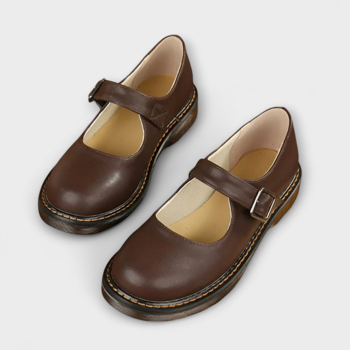 Buckle Strap Mary Jane Shoes for Women with Rounded Closed Toe