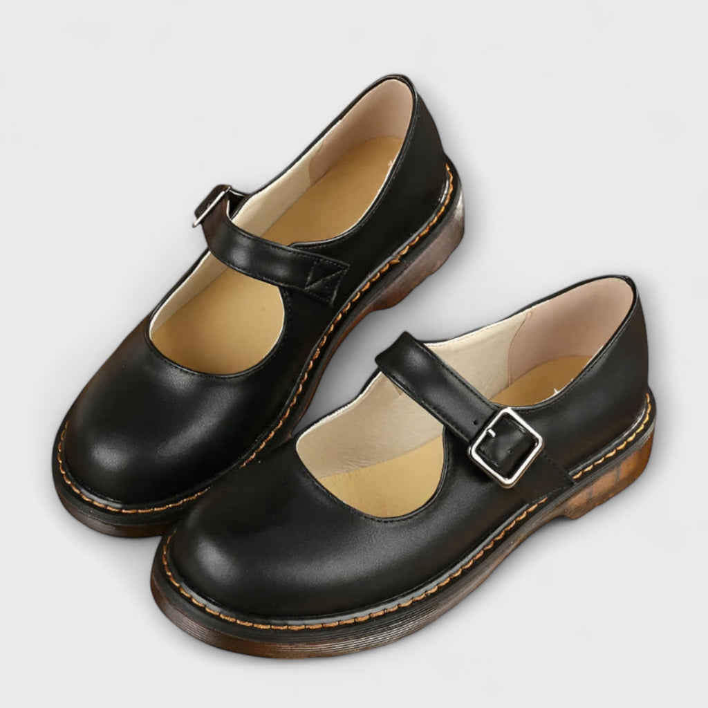 Buckle Strap Mary Jane Shoes for Women with Rounded Closed Toe