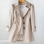 Knee-Length Women's Double-Breasted Trench Coat with Belt