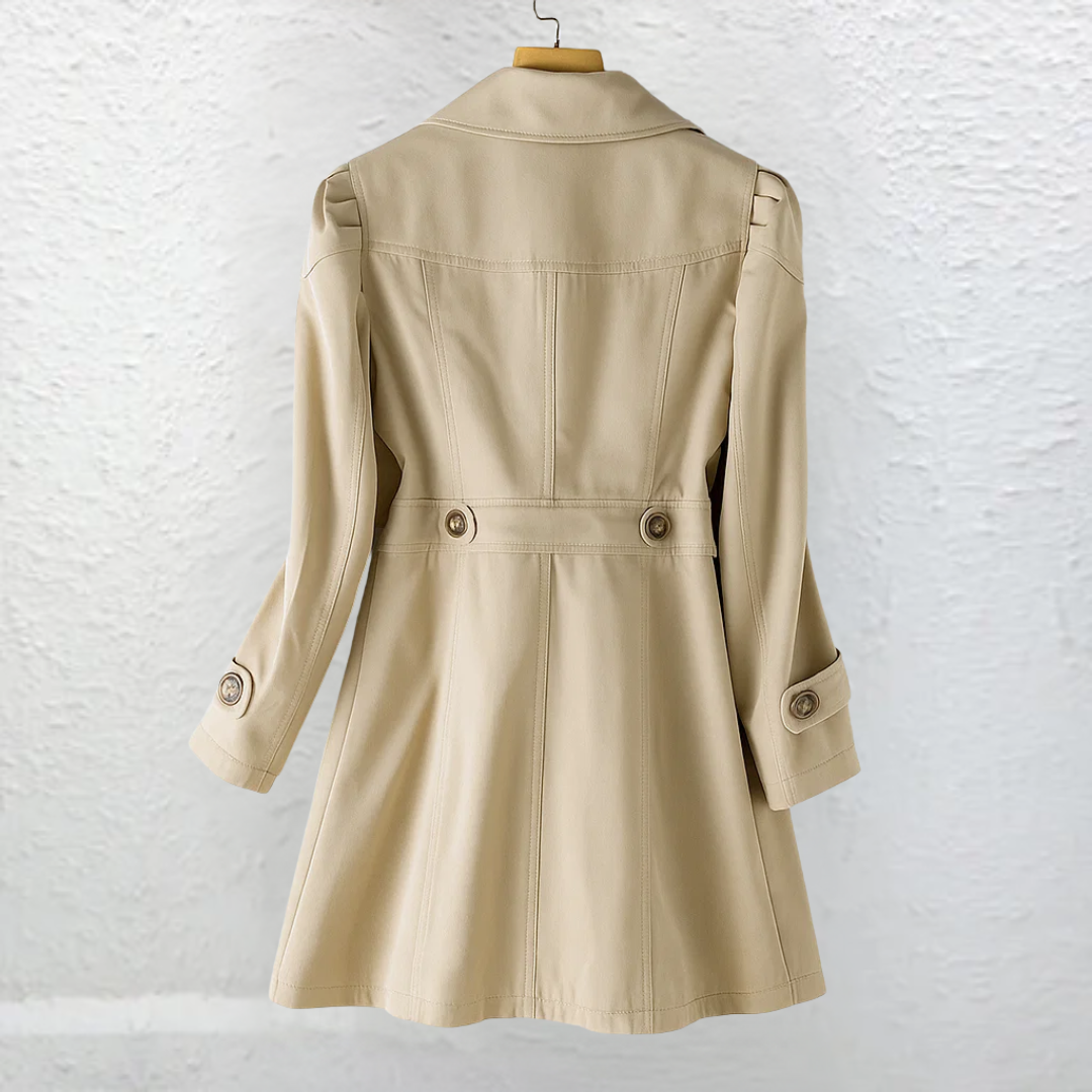 Knee-Length Women's Double-Breasted Trench Coat with Belt