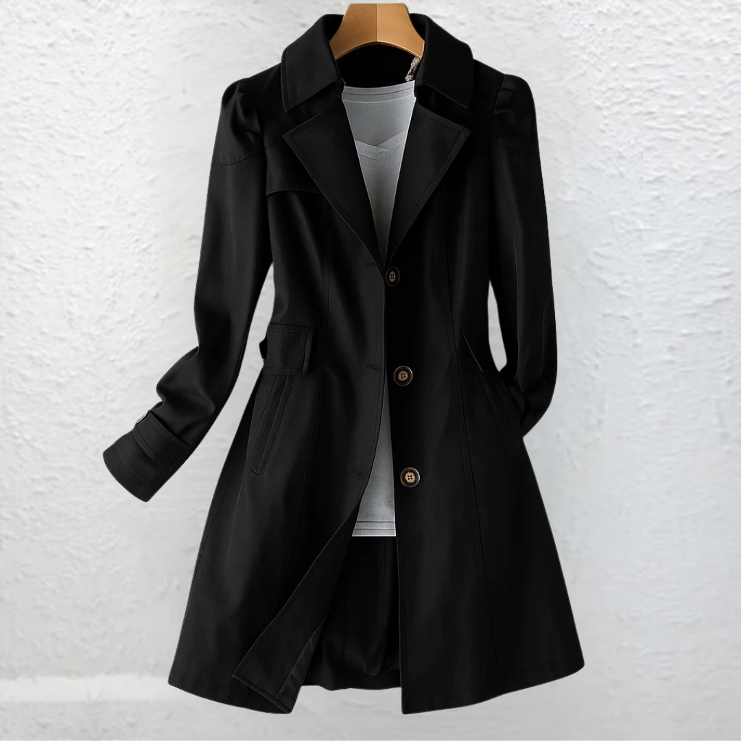 Knee-Length Women's Double-Breasted Trench Coat with Belt