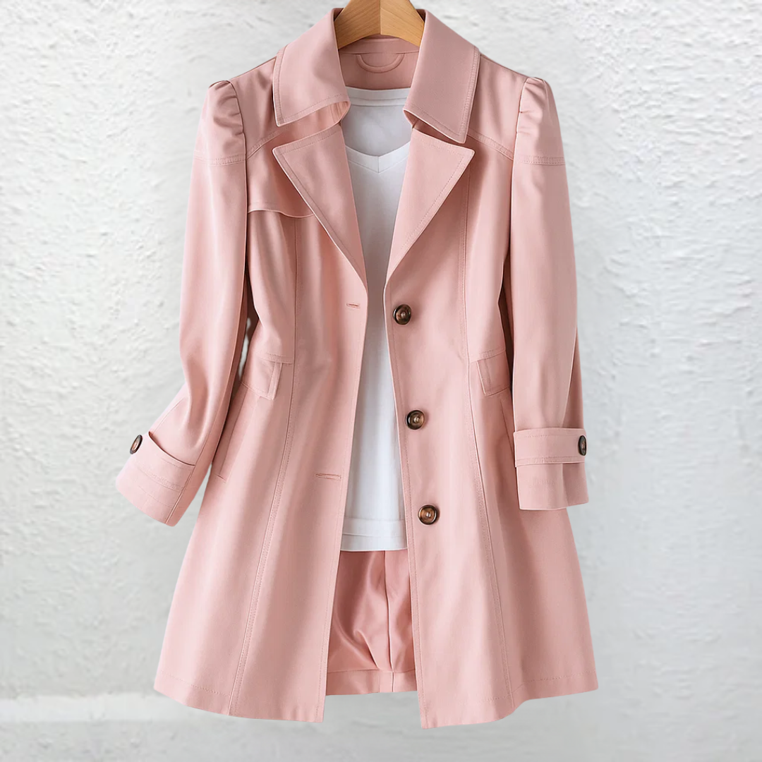 Knee-Length Women's Double-Breasted Trench Coat with Belt