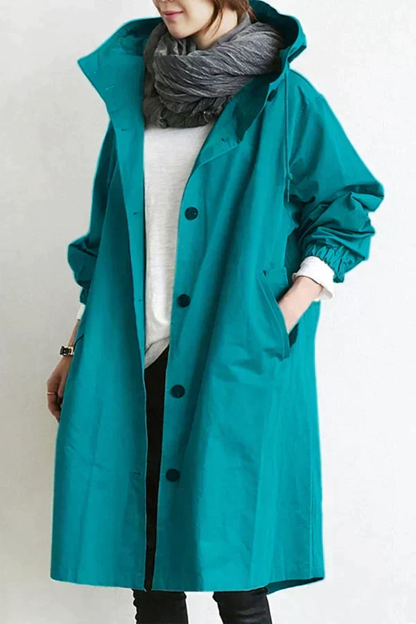 Urban Waterproof Raincoat with Oversized Breathable Hood for Women