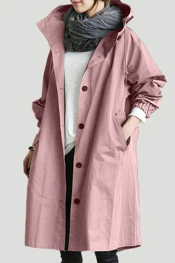 Urban Waterproof Raincoat with Oversized Breathable Hood for Women