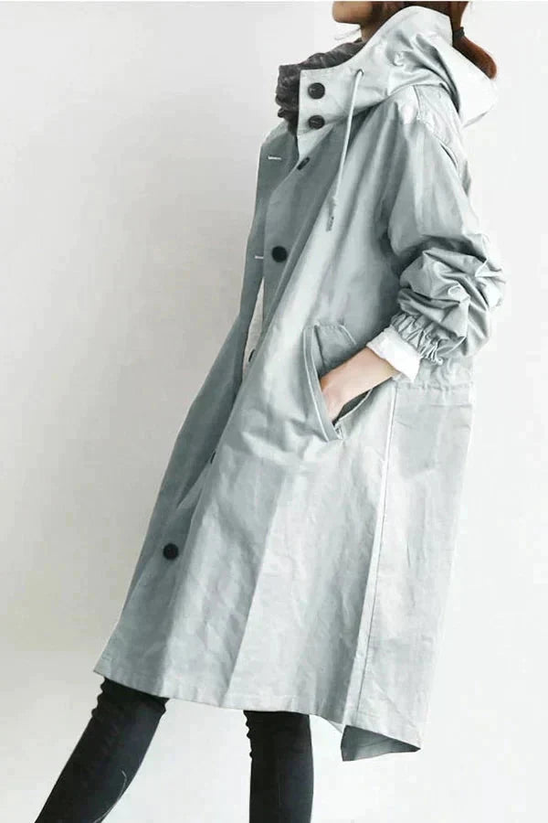 Urban Waterproof Raincoat with Oversized Breathable Hood for Women