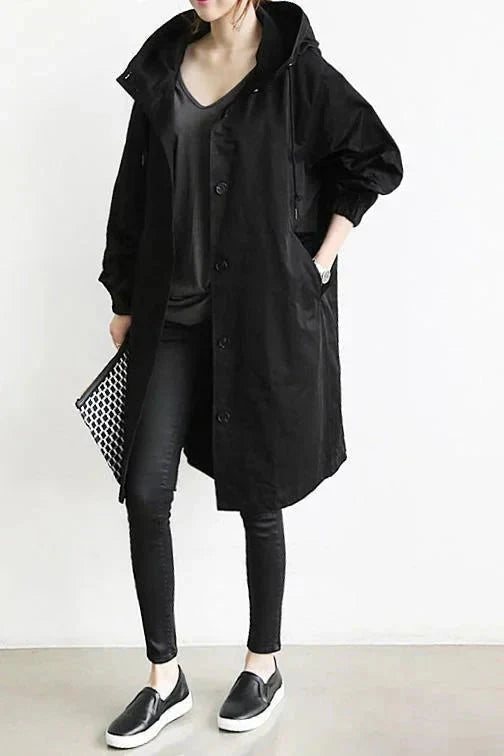 Urban Waterproof Raincoat with Oversized Breathable Hood for Women