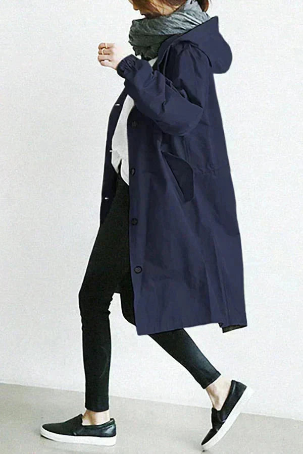 Urban Waterproof Raincoat with Oversized Breathable Hood for Women